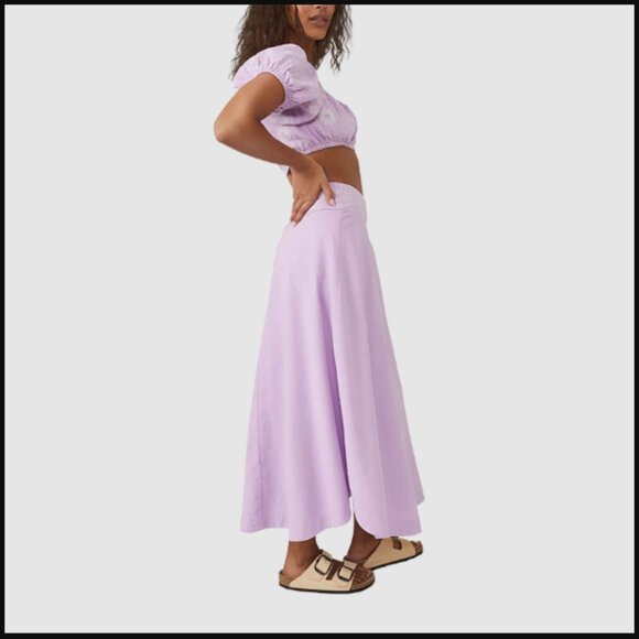 NWT Free People Lotus Crop Top Maxi Skirt 2 Piece Set Purple Orchid White $168.0 - Picture 12 of 13